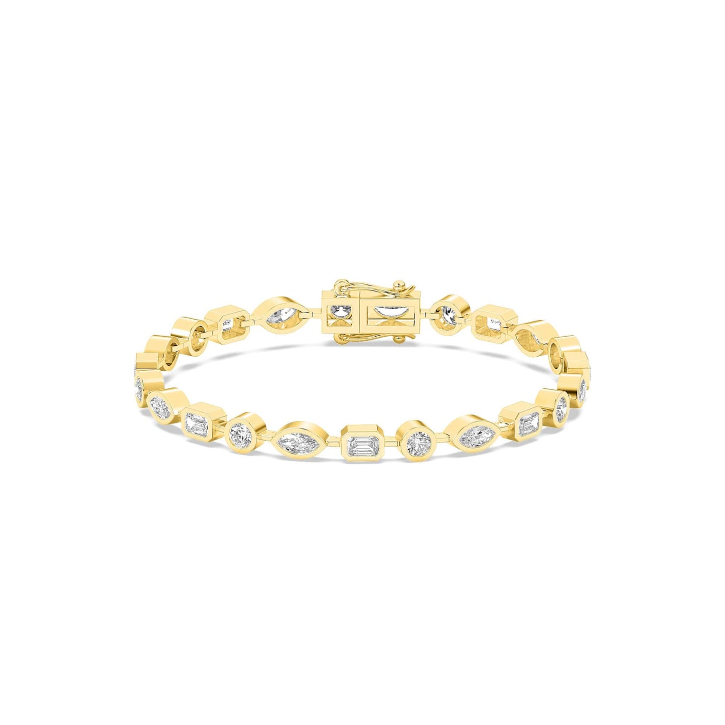 4.72ct ct Multi-Shape Diamond Bezel Tennis Bracelet