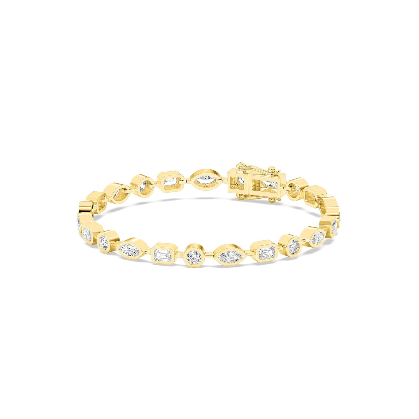 4.72ct ct Multi-Shape Diamond Bezel Tennis Bracelet