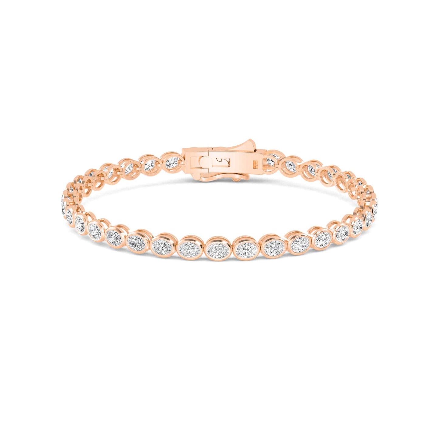 4 Carat Oval Lab Grown Diamond East-West Bezel Tennis Bracelet