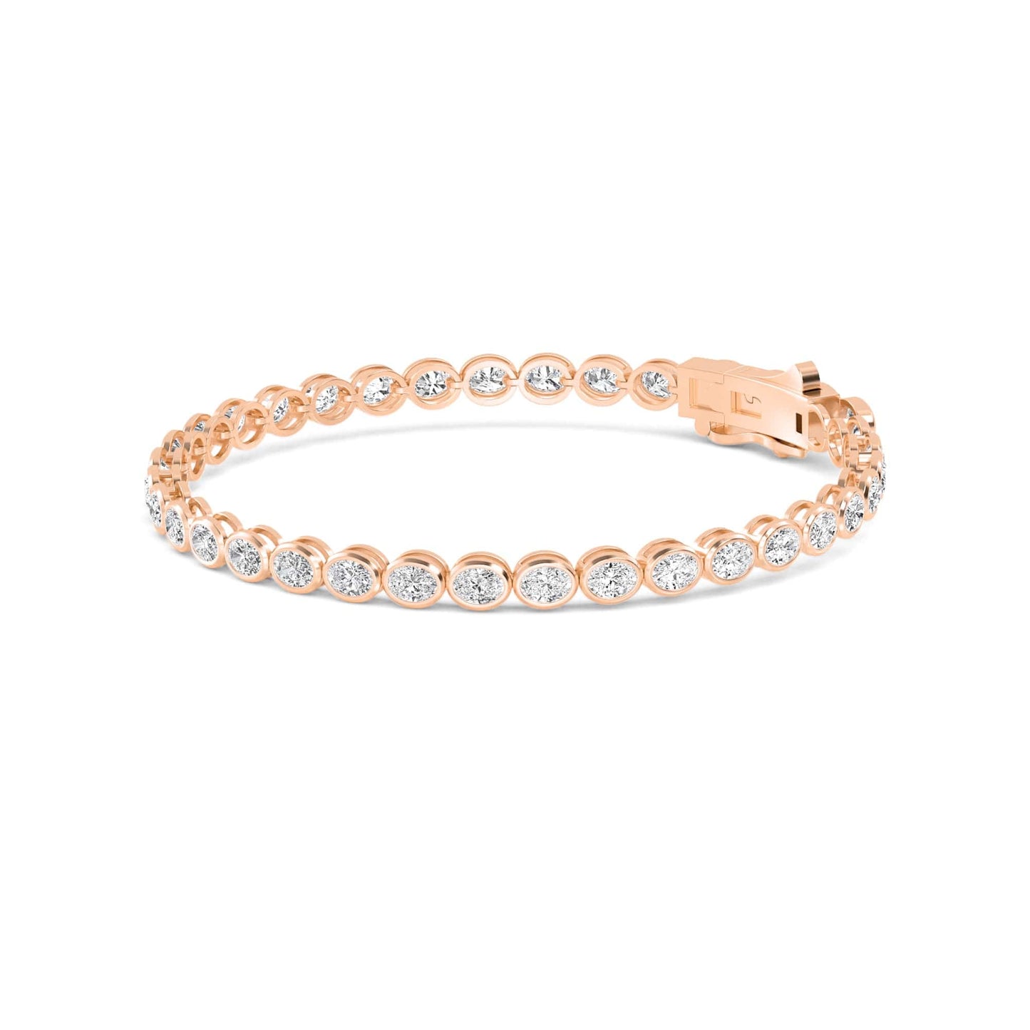 4 Carat Oval Lab Grown Diamond East-West Bezel Tennis Bracelet