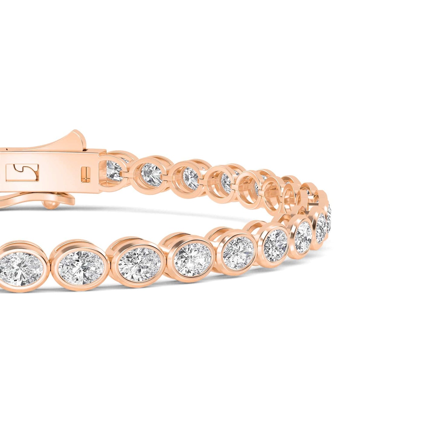 4 Carat Oval Lab Grown Diamond East-West Bezel Tennis Bracelet