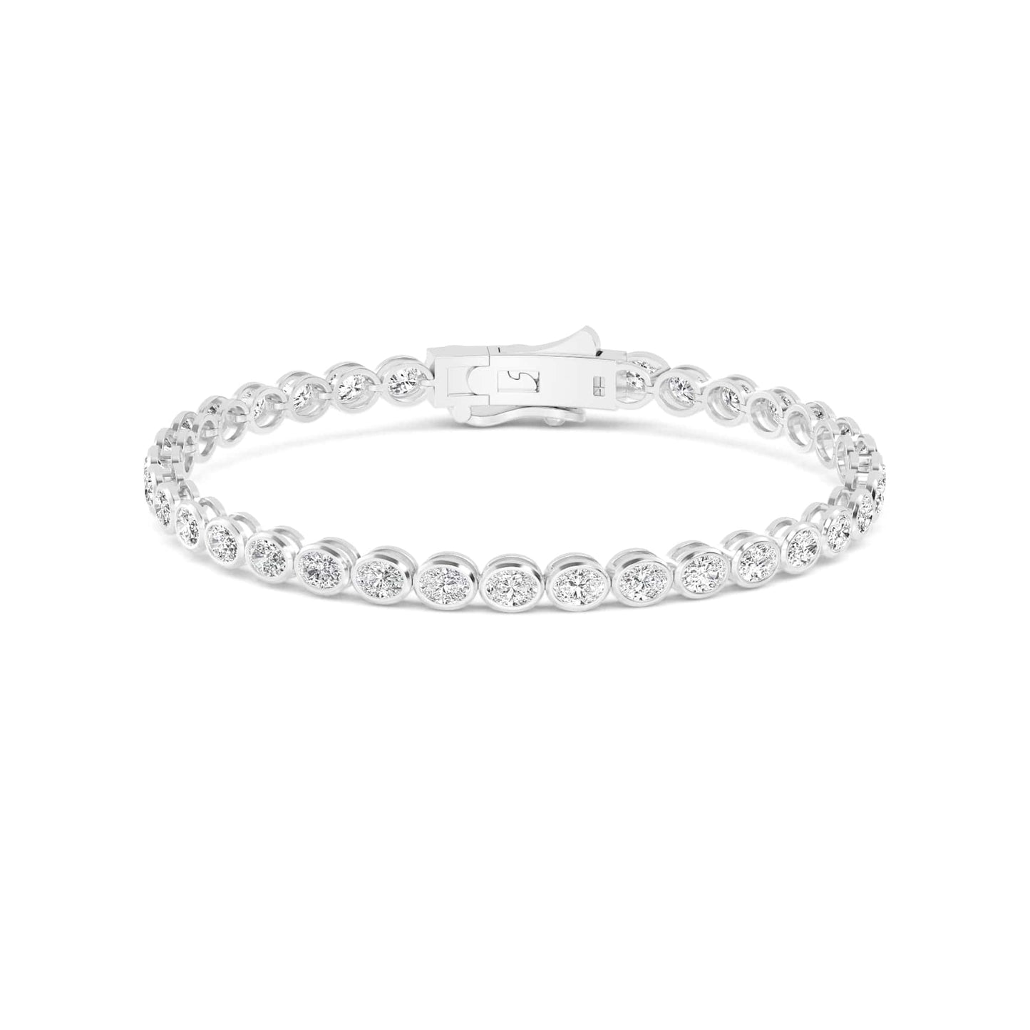 4 Carat Oval Lab Grown Diamond East-West Bezel Tennis Bracelet