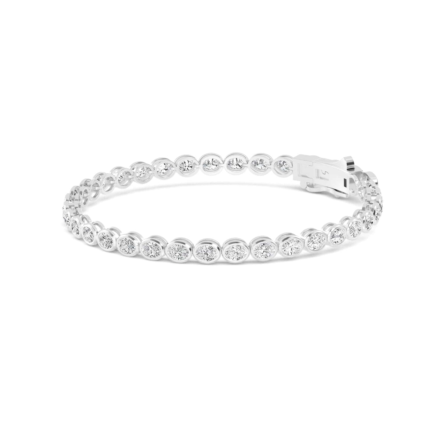 4 Carat Oval Lab Grown Diamond East-West Bezel Tennis Bracelet