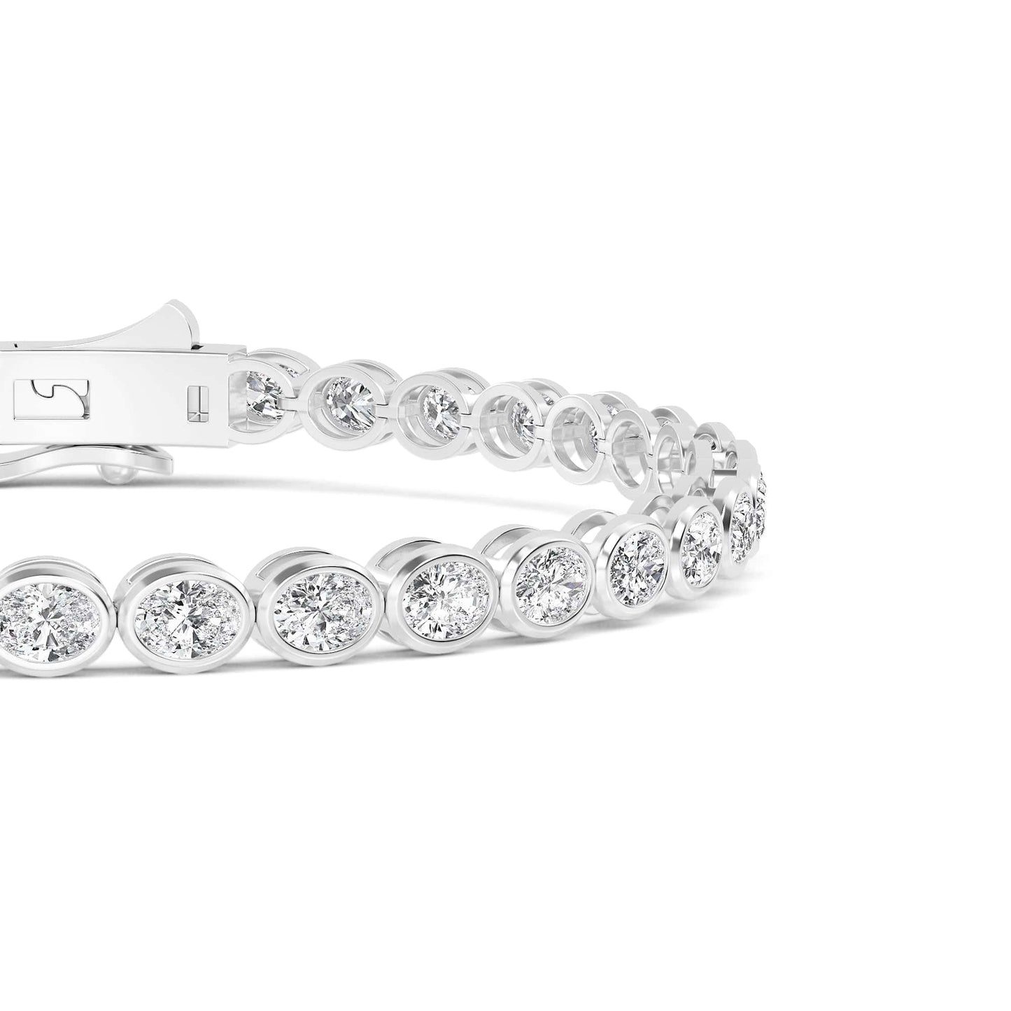 4 Carat Oval Lab Grown Diamond East-West Bezel Tennis Bracelet