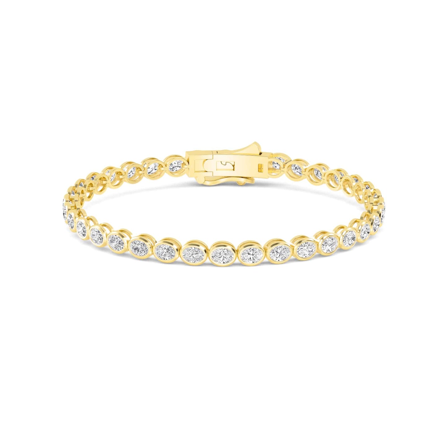 4 Carat Oval Lab Grown Diamond East-West Bezel Tennis Bracelet