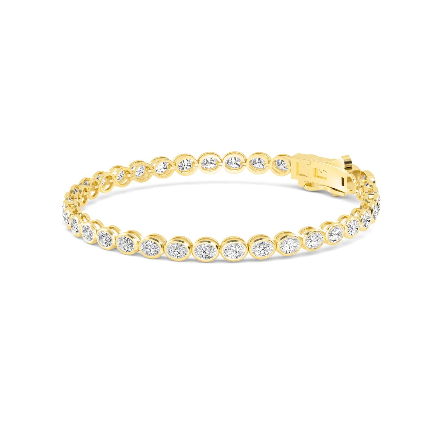 4 Carat Oval Lab Grown Diamond East-West Bezel Tennis Bracelet
