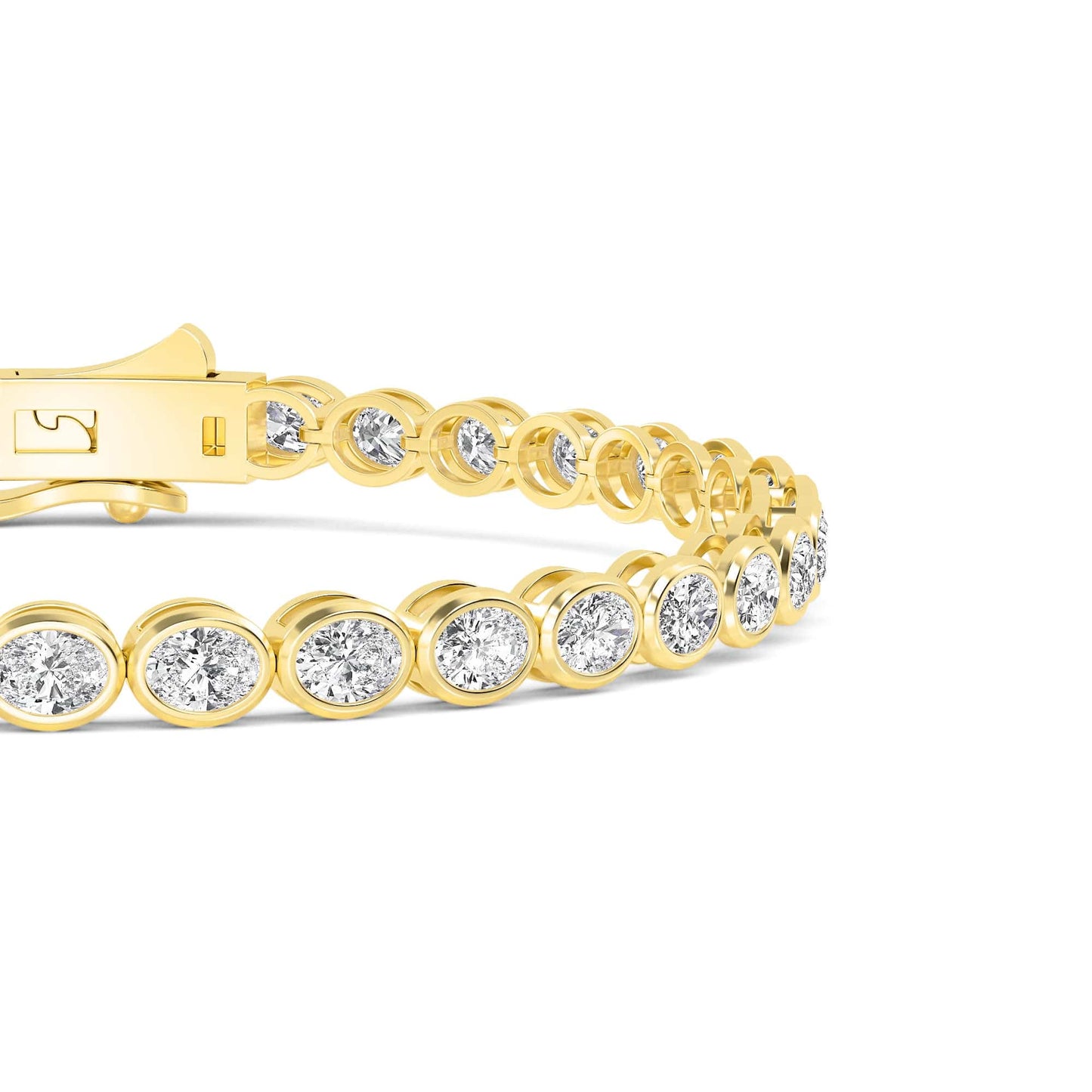 4 Carat Oval Lab Grown Diamond East-West Bezel Tennis Bracelet