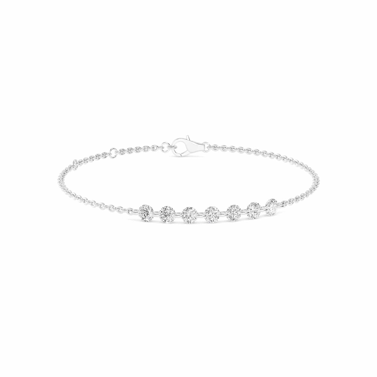 1.07ct Pierced Floating Round Lab Grown Diamond Bracelet