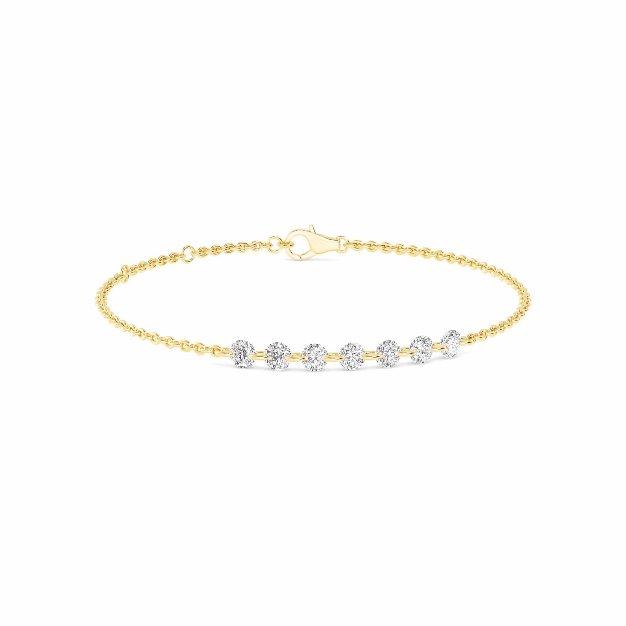 Floating Pierced Diamond Bracelet 1.07 ct in 14k Gold