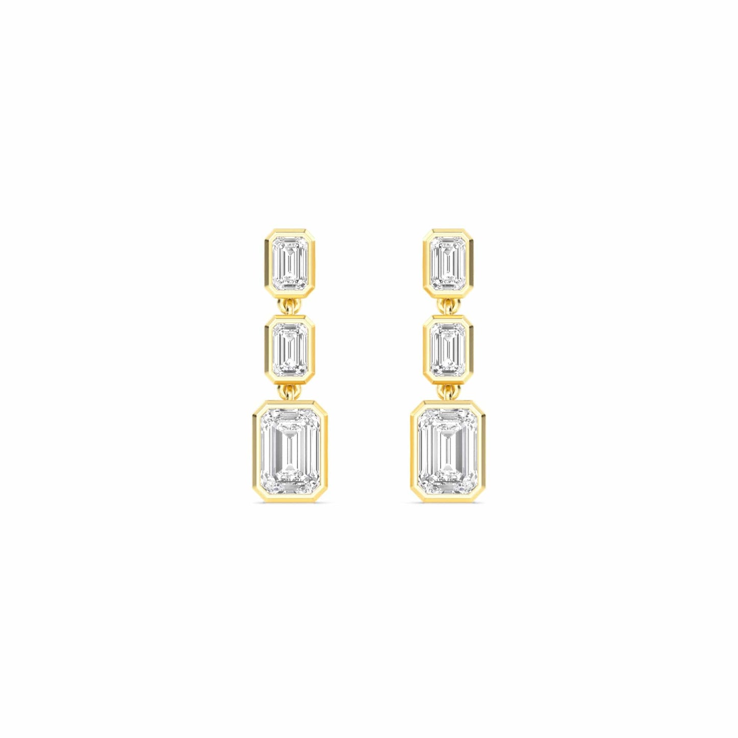 4.50 Carat Emerald Cut Bezel Set Lab Grown Diamond Drop Earrings