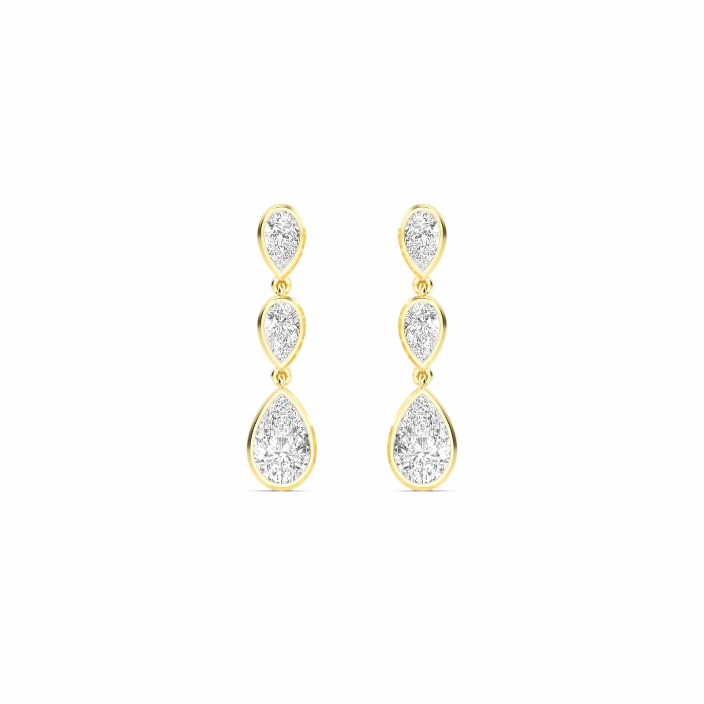 4.50 Carat Pear Shaped Bezel Set Lab Grown Diamond Drop Earrings