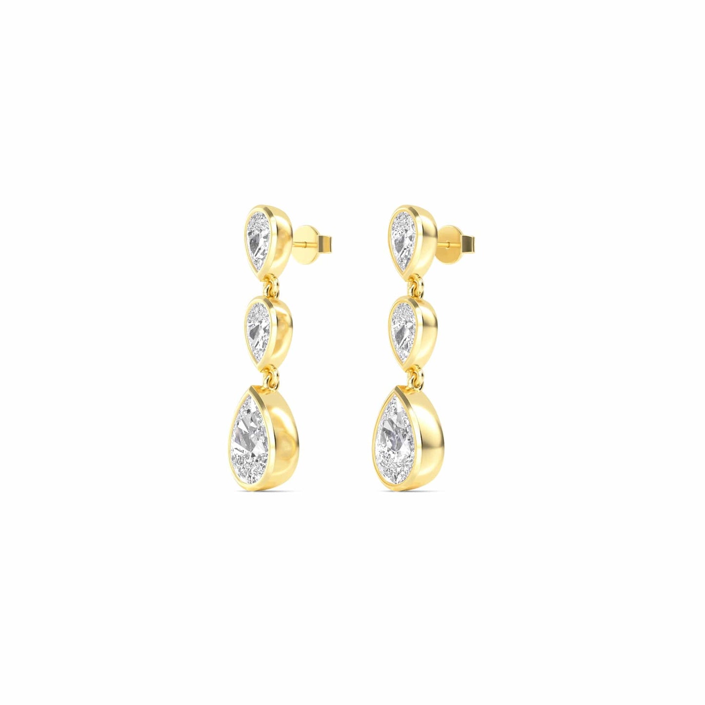 4.50 Carat Pear Shaped Bezel Set Lab Grown Diamond Drop Earrings