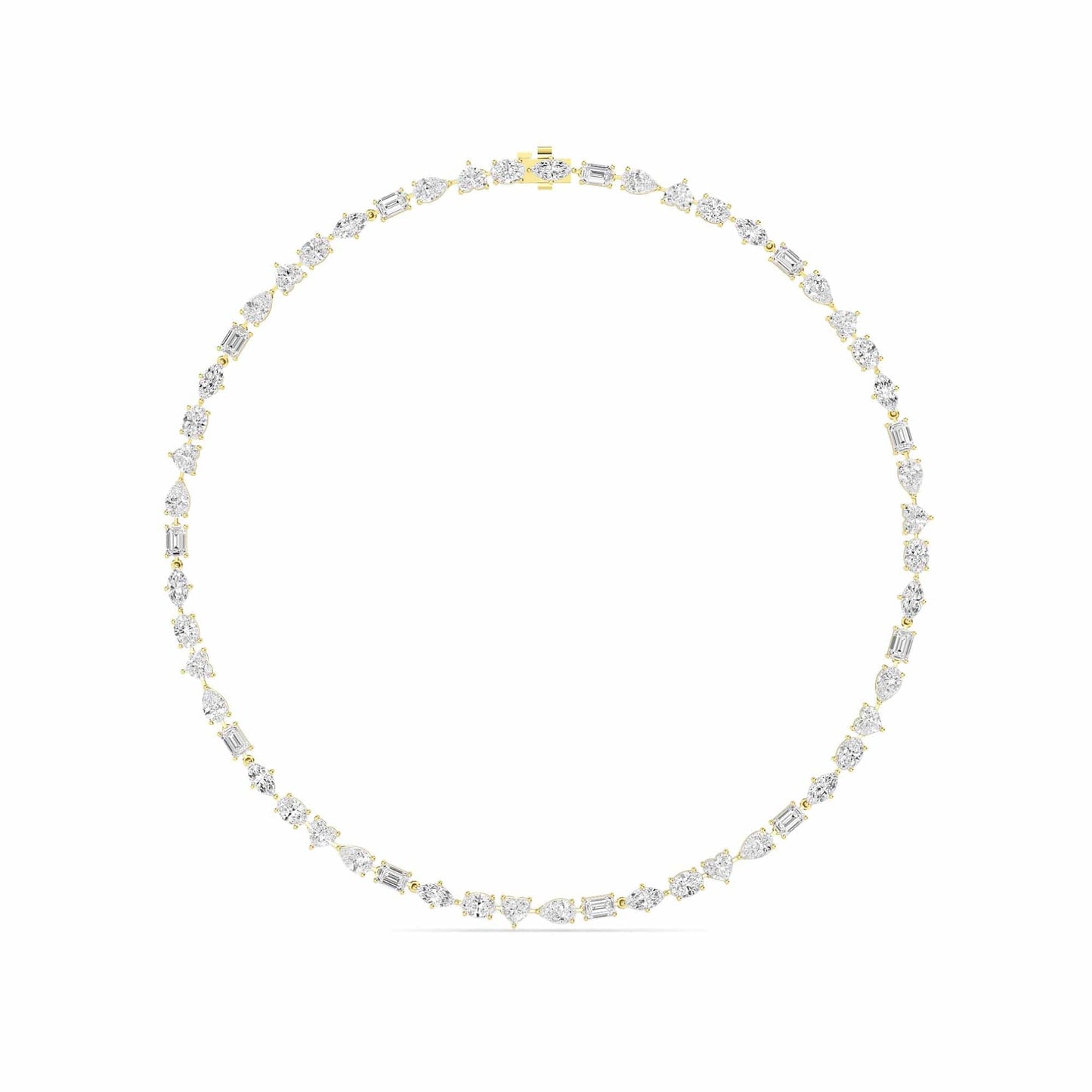 28.90 Carat Multi Shape Lab Grown Diamond Tennis Necklace in 14k White Gold