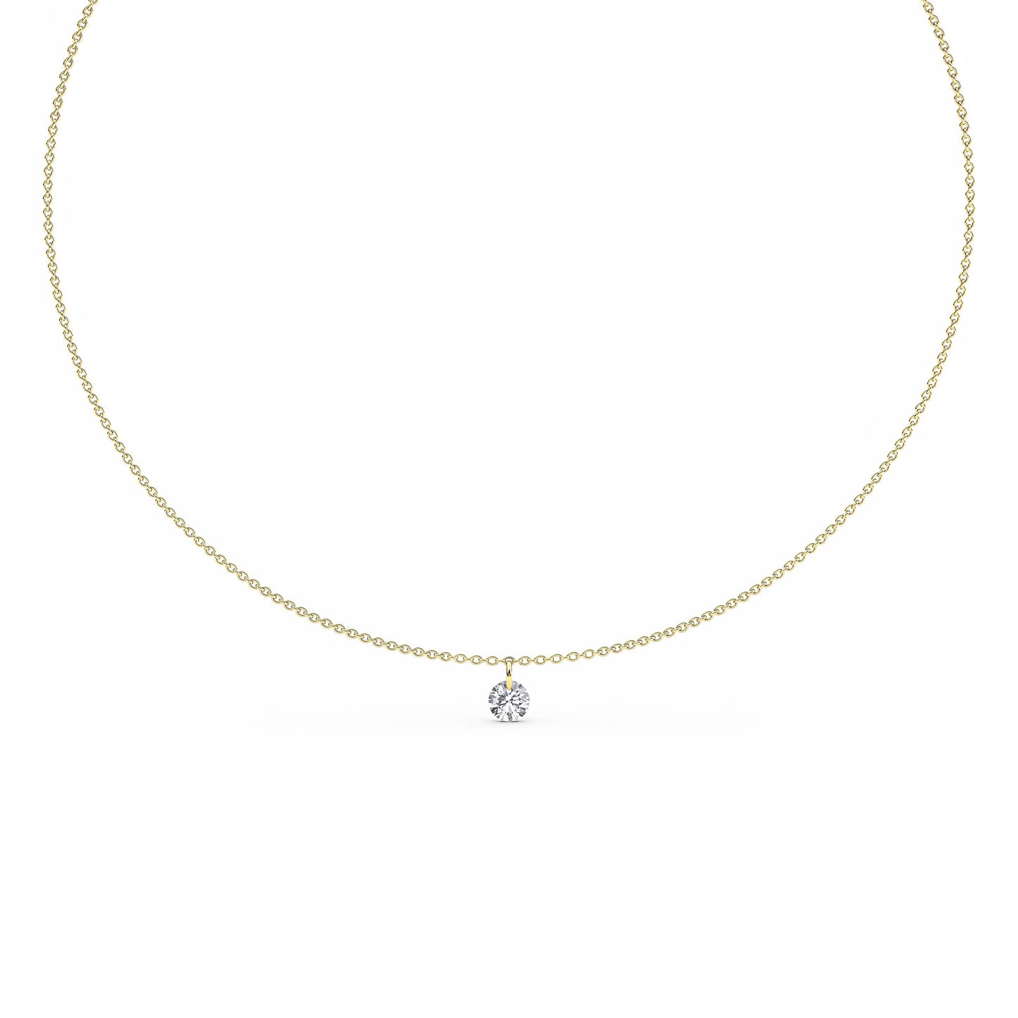 1 Carat Pierced Round Cut Lab Grown Diamond Necklace