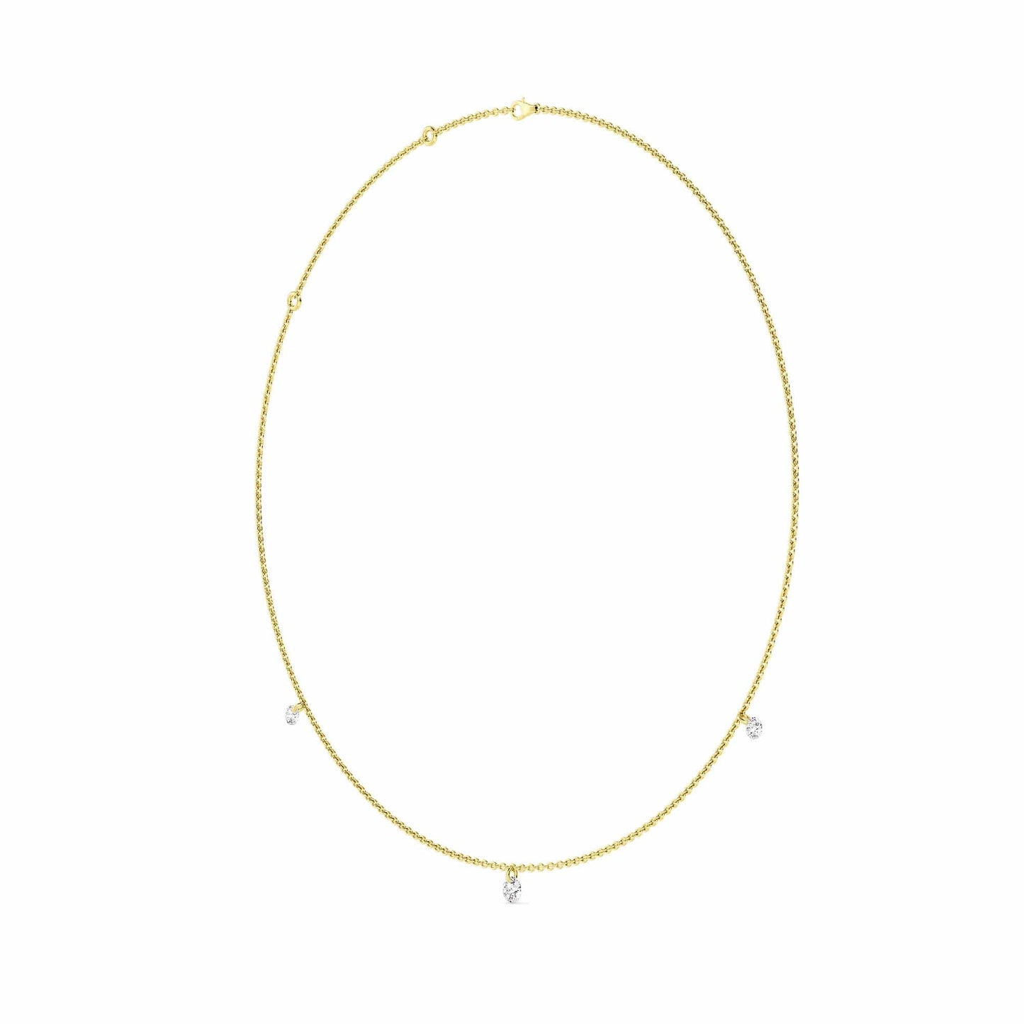 1 Carat Pierced 3 Round Lab Grown Diamond Necklace