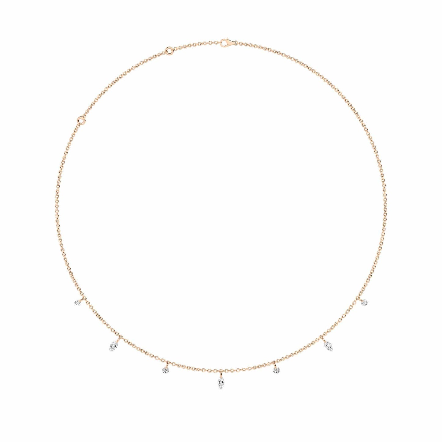 1.00 Carat Pierced Round & Marquise Lab Grown Diamond Necklace