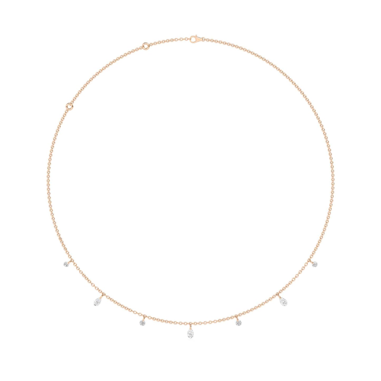 1.00 Carat Pierced Round & Pear Lab Grown Diamond Necklace