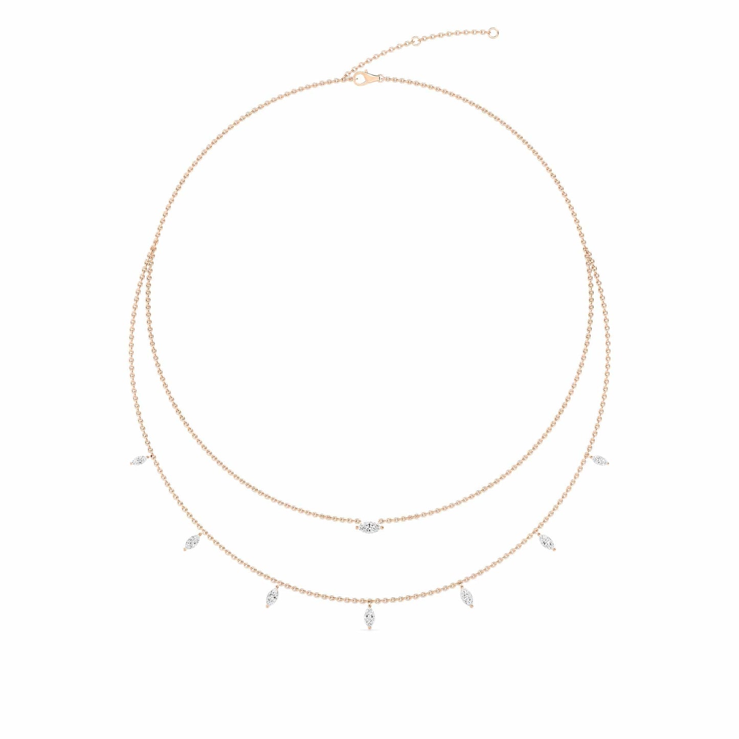 1.58 Carat Two-Layer Marquise Lab Grown Diamond Necklace