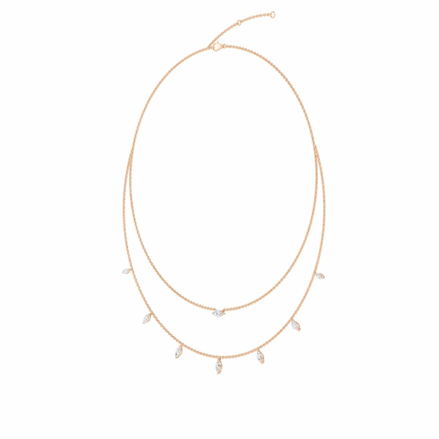 1.58 Carat Two-Layer Marquise Lab Grown Diamond Necklace