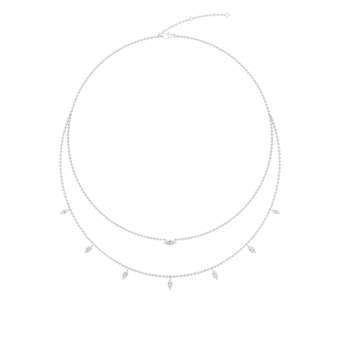 1.58 Carat Two-Layer Marquise Lab Grown Diamond Necklace