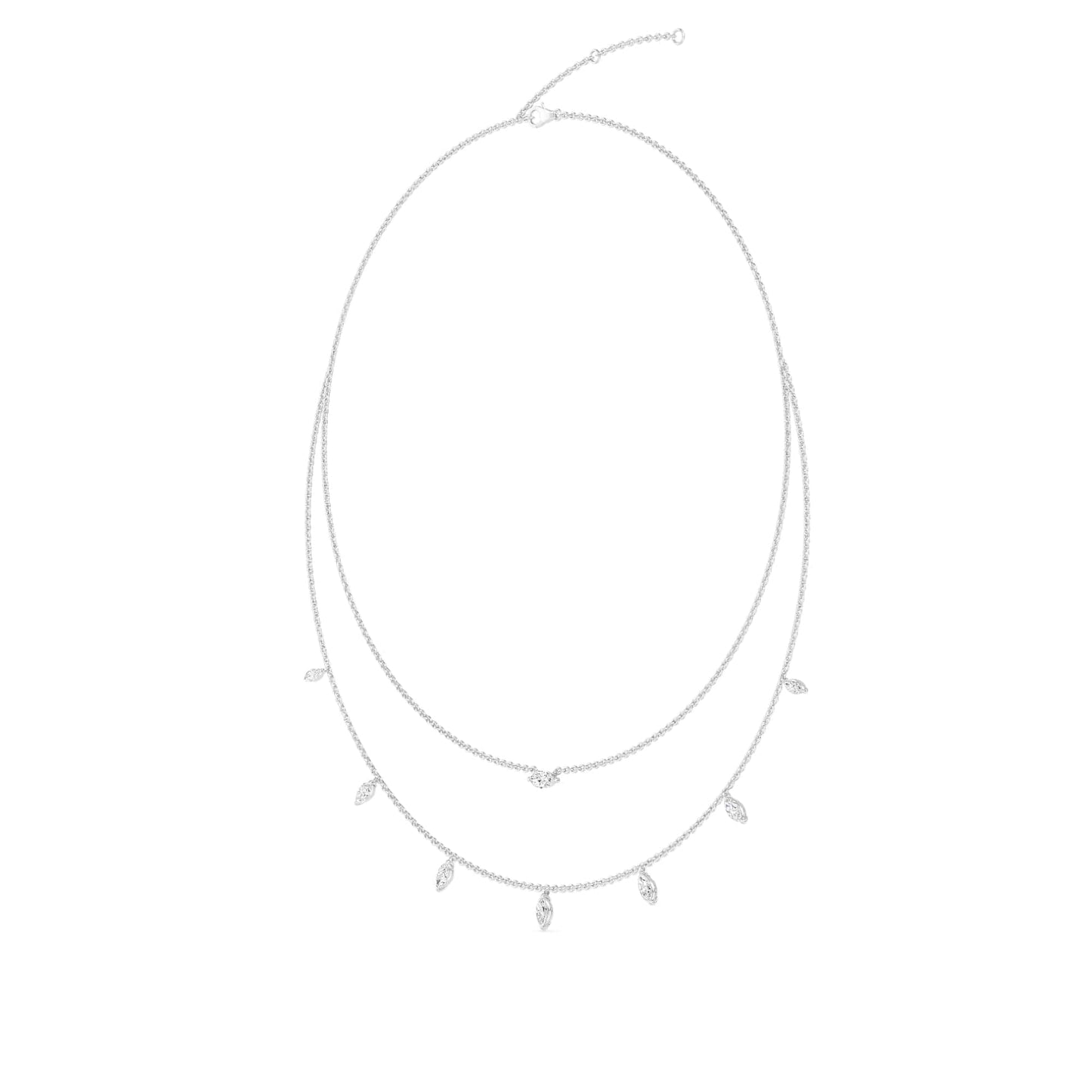 1.58 Carat Two-Layer Marquise Lab Grown Diamond Necklace