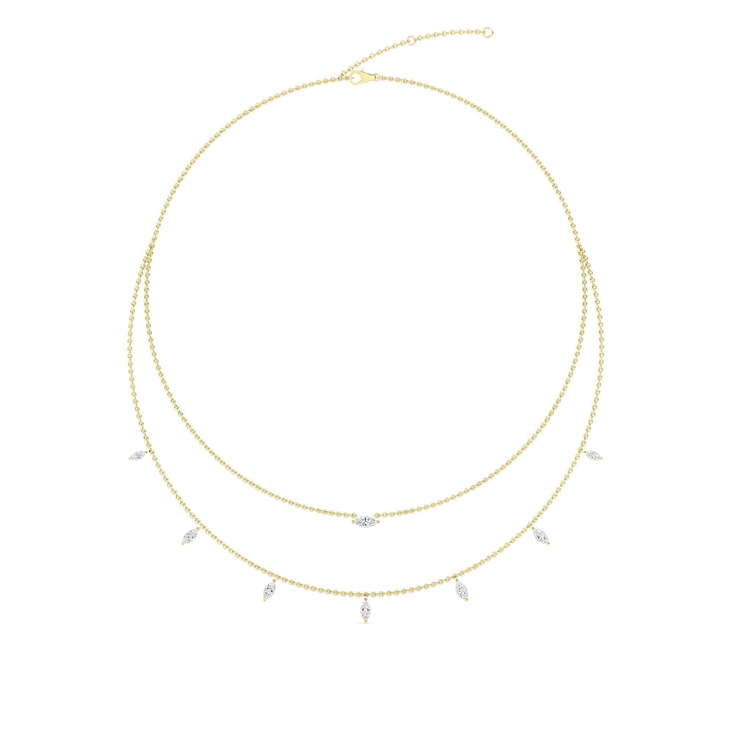 1.58 Carat Two-Layer Marquise Lab Grown Diamond Necklace