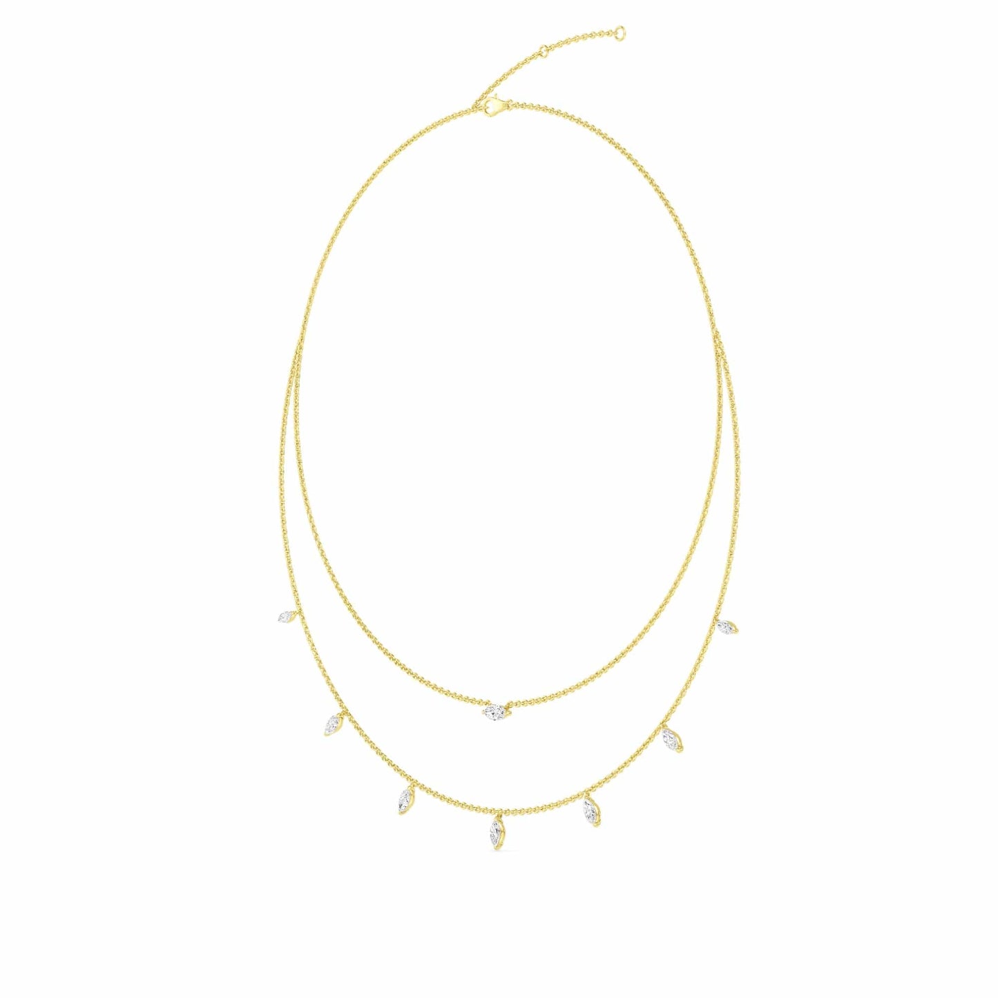 1.58 Carat Two-Layer Marquise Lab Grown Diamond Necklace