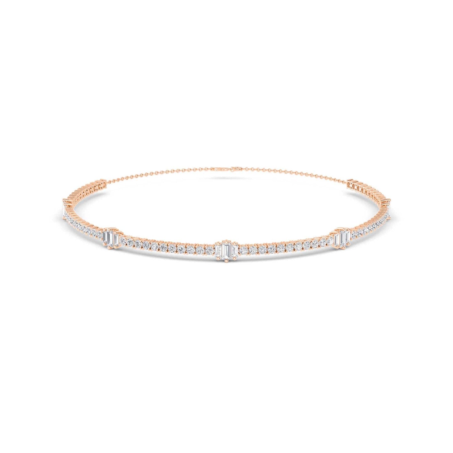 10.76 Carat Round & Baguette Lab Grown Diamond Tennis Choker Necklace
