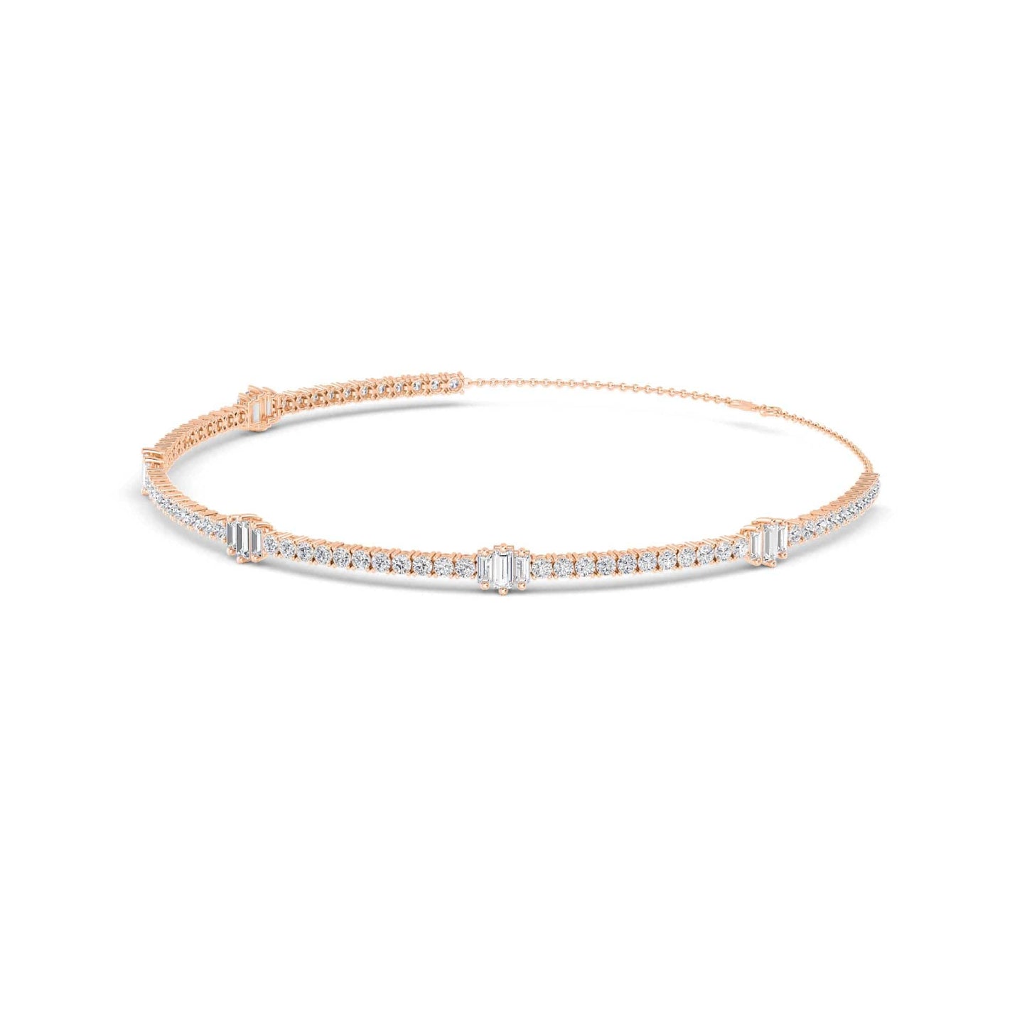 10.76 Carat Round & Baguette Lab Grown Diamond Tennis Choker Necklace