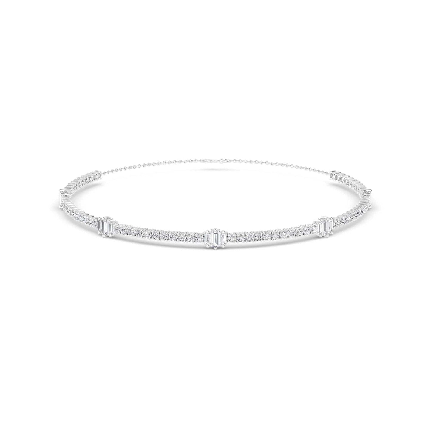 10.76 Carat Round & Baguette Lab Grown Diamond Tennis Choker Necklace