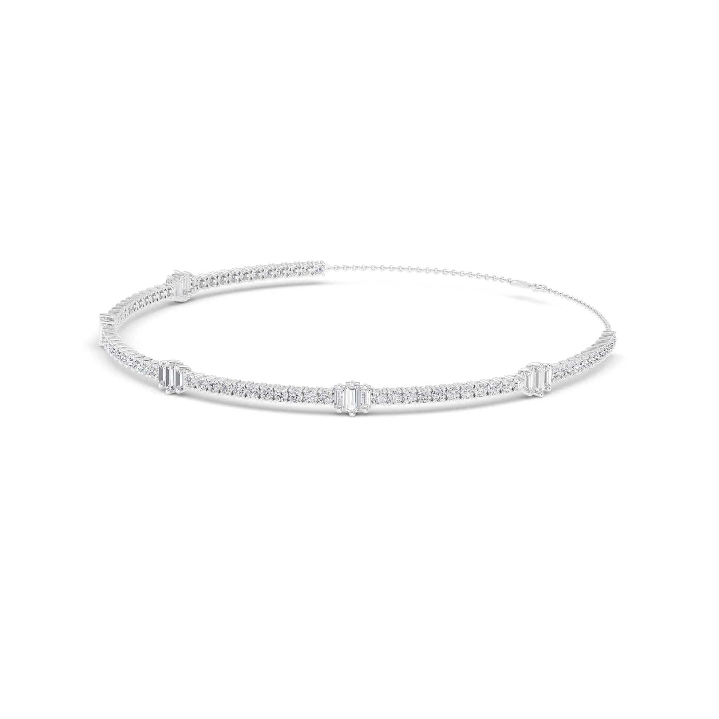 10.76 Carat Round & Baguette Lab Grown Diamond Tennis Choker Necklace