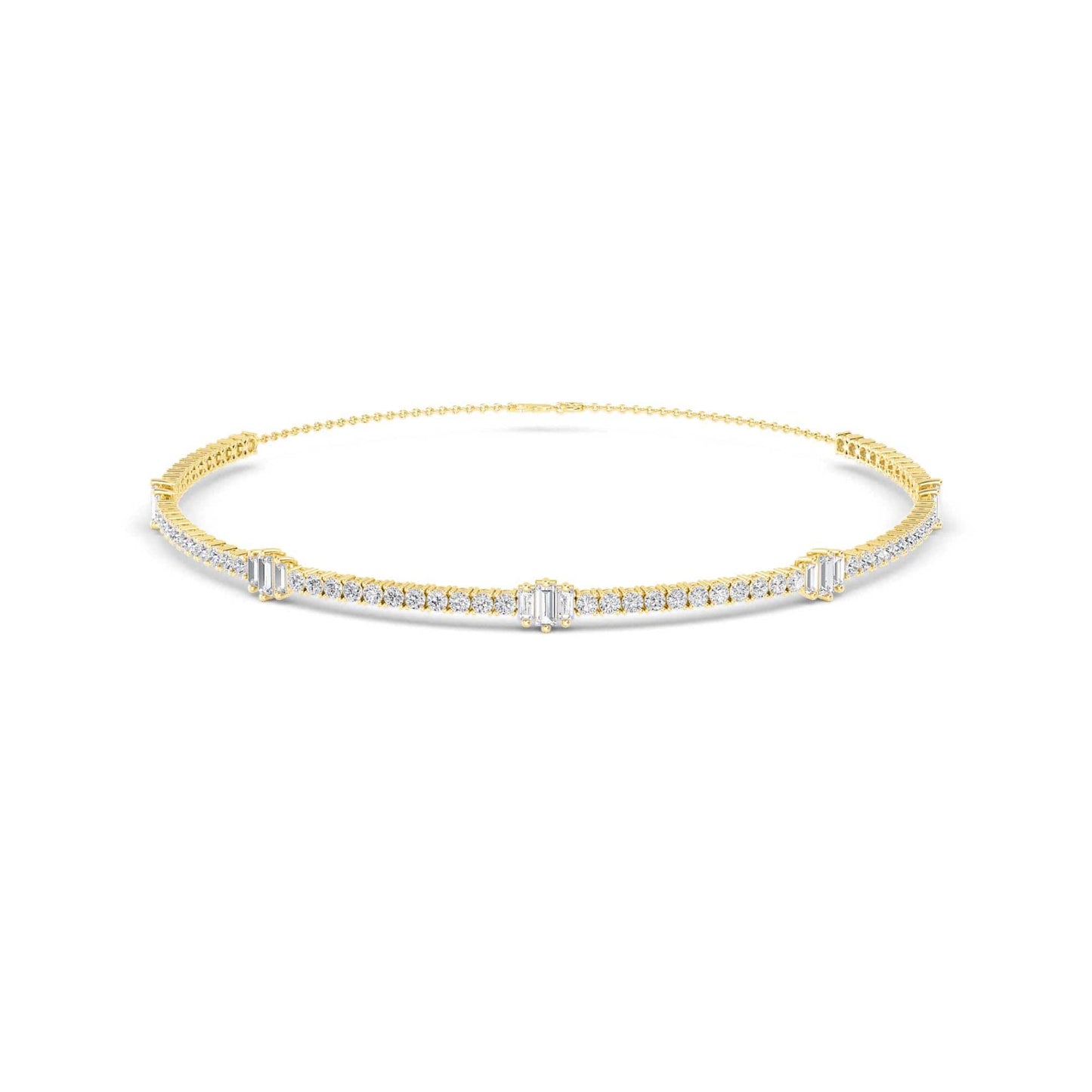10.76 Carat Round & Baguette Lab Grown Diamond Tennis Choker Necklace