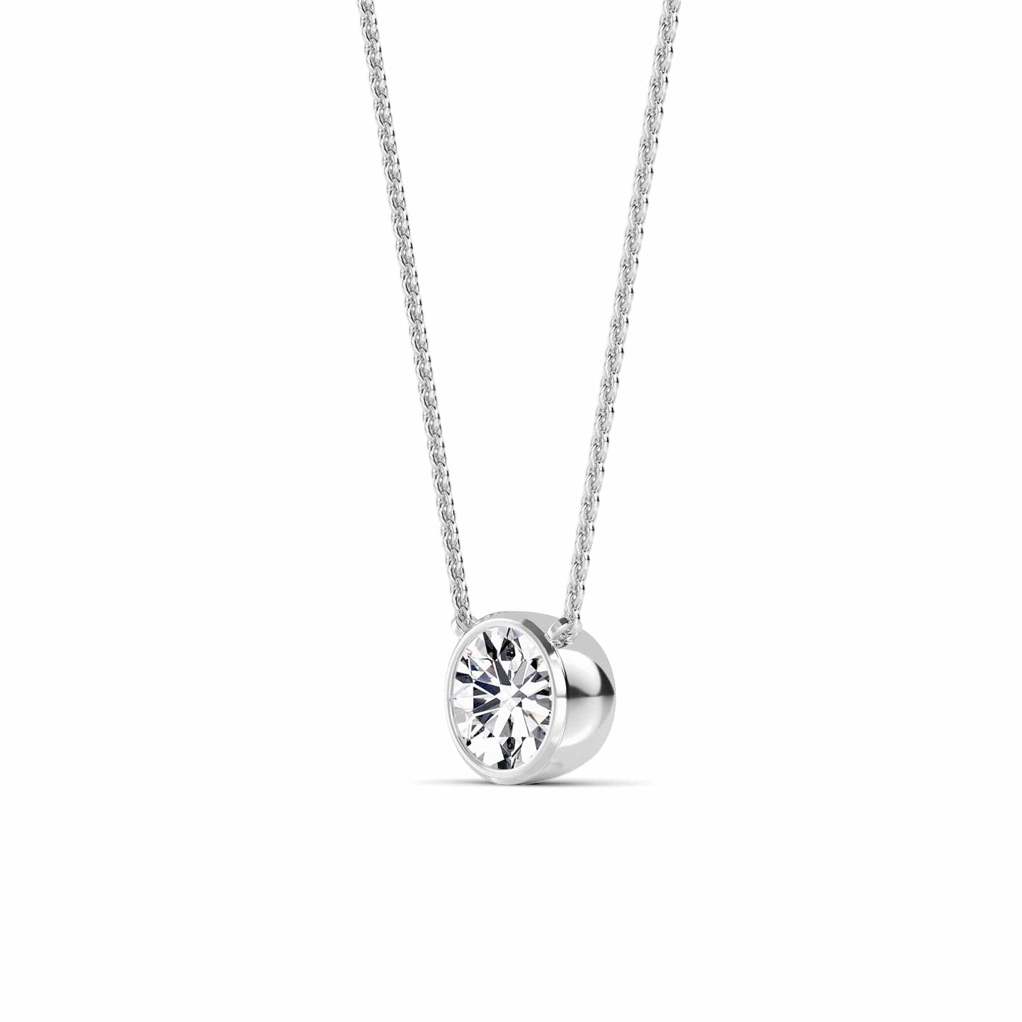1 Carat Round Cut Bezel Set Lab Grown Diamond Solitaire Pendant Necklace