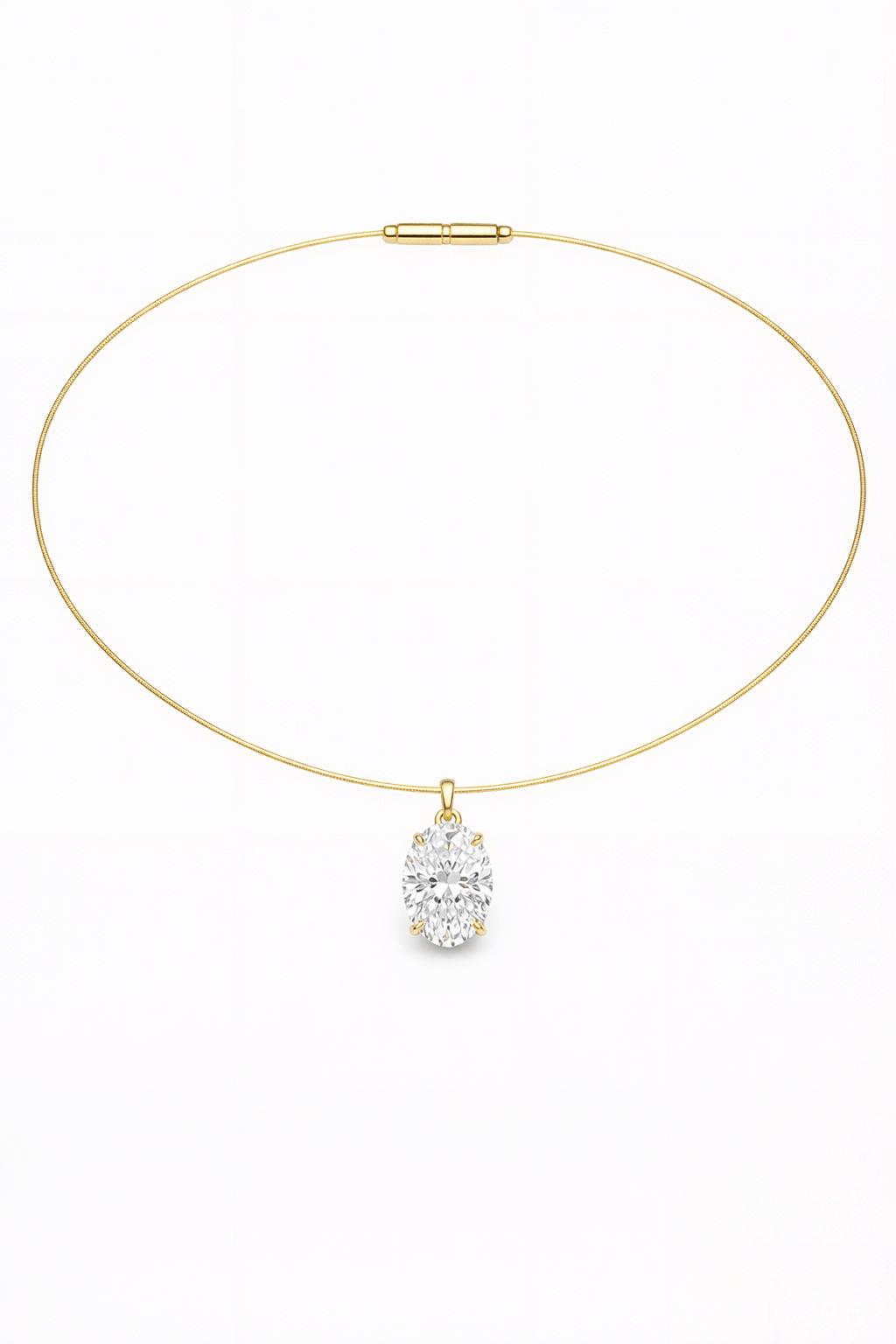 The Aura 2ct Oval Diamond Collar Necklace in 14K Yellow Gold