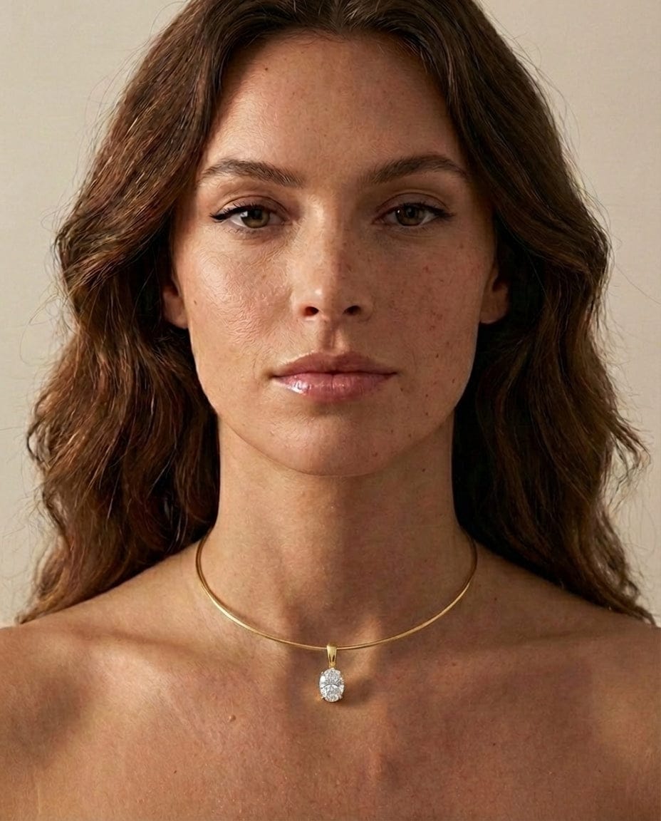 The Aura 2ct Oval Diamond Collar Necklace in 14K Yellow Gold