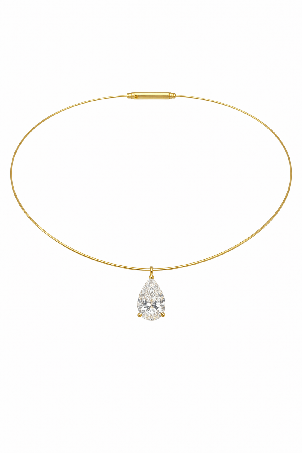 The Aura 2ct Pear Diamond Collar Necklace in 14K Yellow Gold