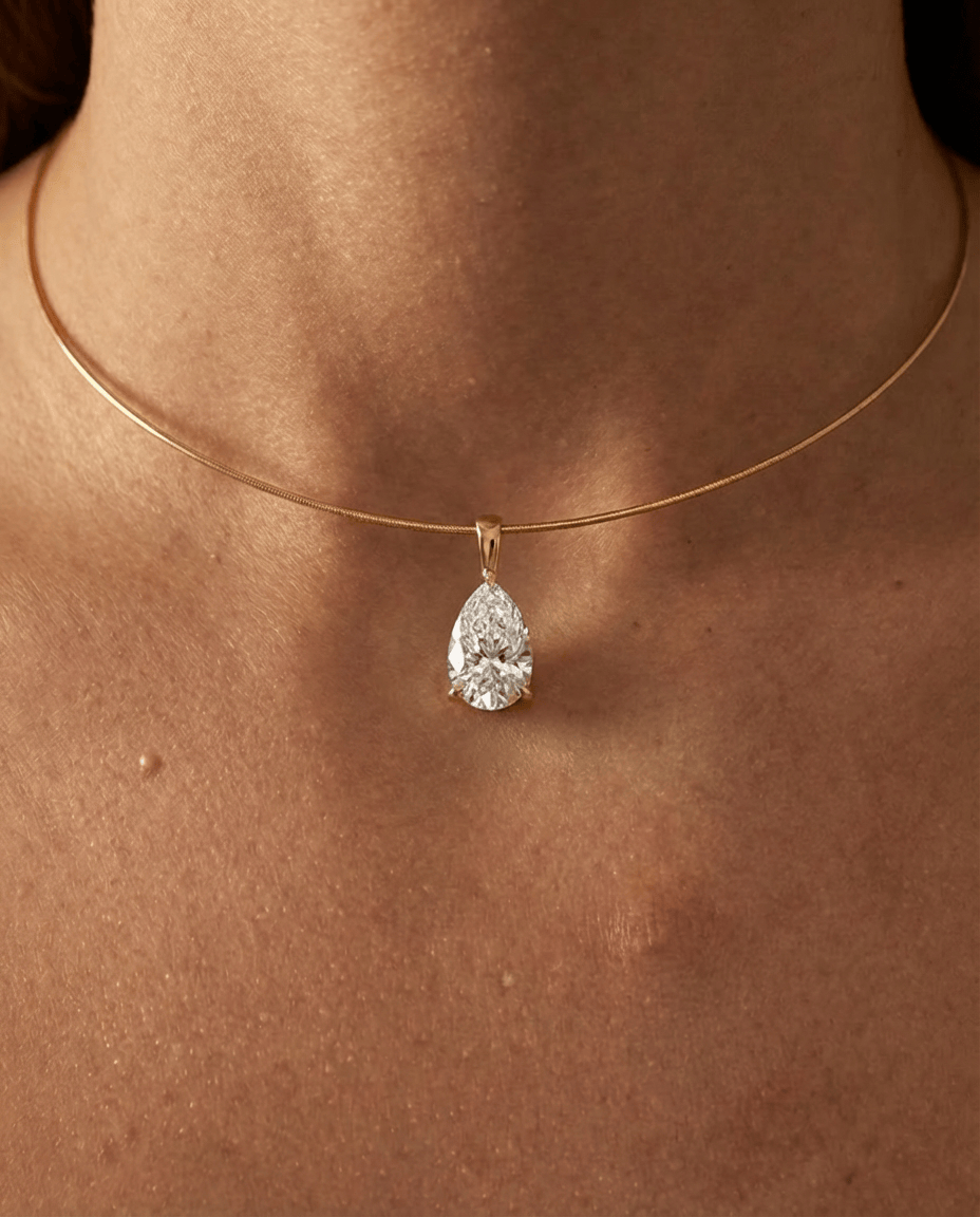 The Aura 2ct Pear Diamond Collar Necklace in 14K Yellow Gold