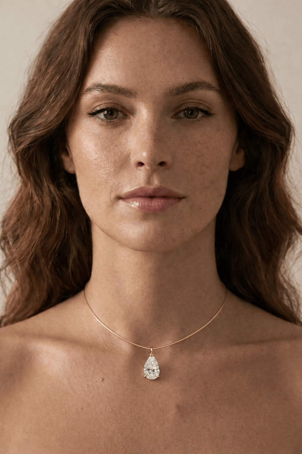The Aura 2ct Pear Diamond Collar Necklace in 14K Yellow Gold