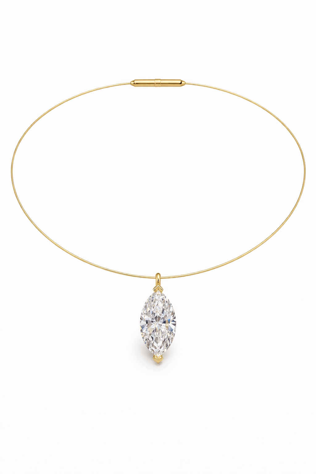 The Aura 3ct Marquise Diamond Collar Necklace in 14K Yellow Gold