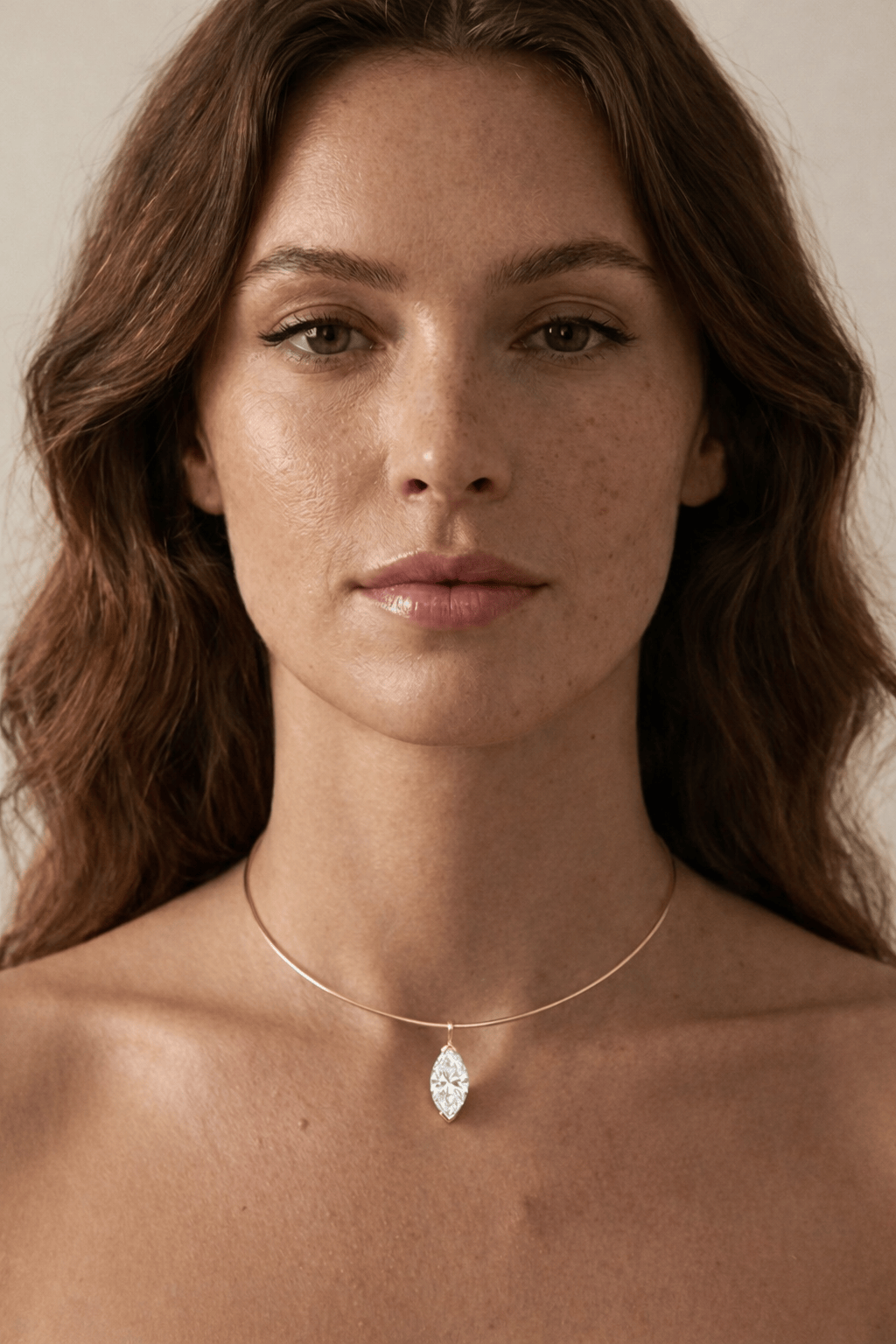 The Aura 3ct Marquise Diamond Collar Necklace in 14K Yellow Gold