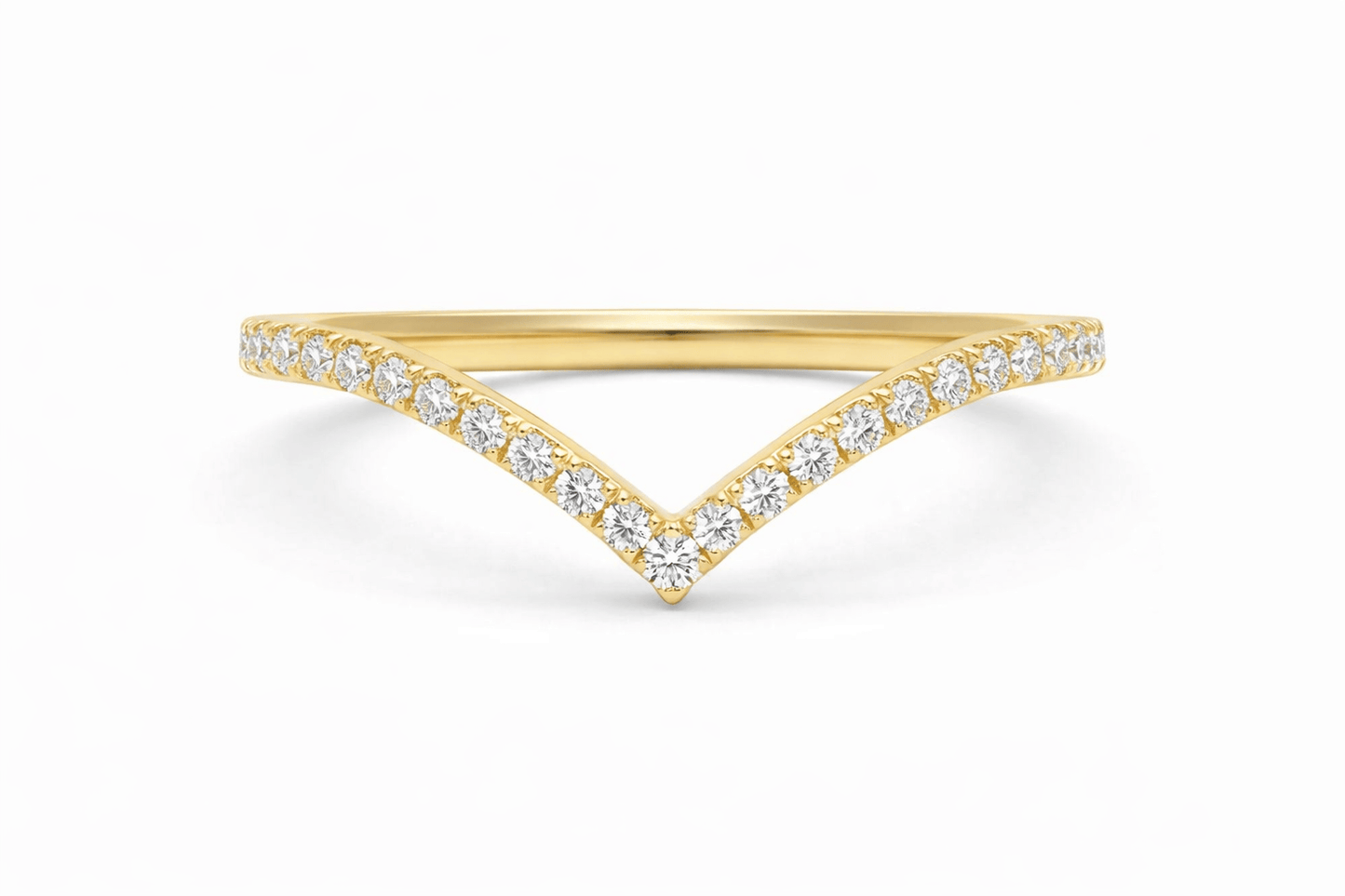 Chevron Diamond Contour Band in 14K Yellow Gold