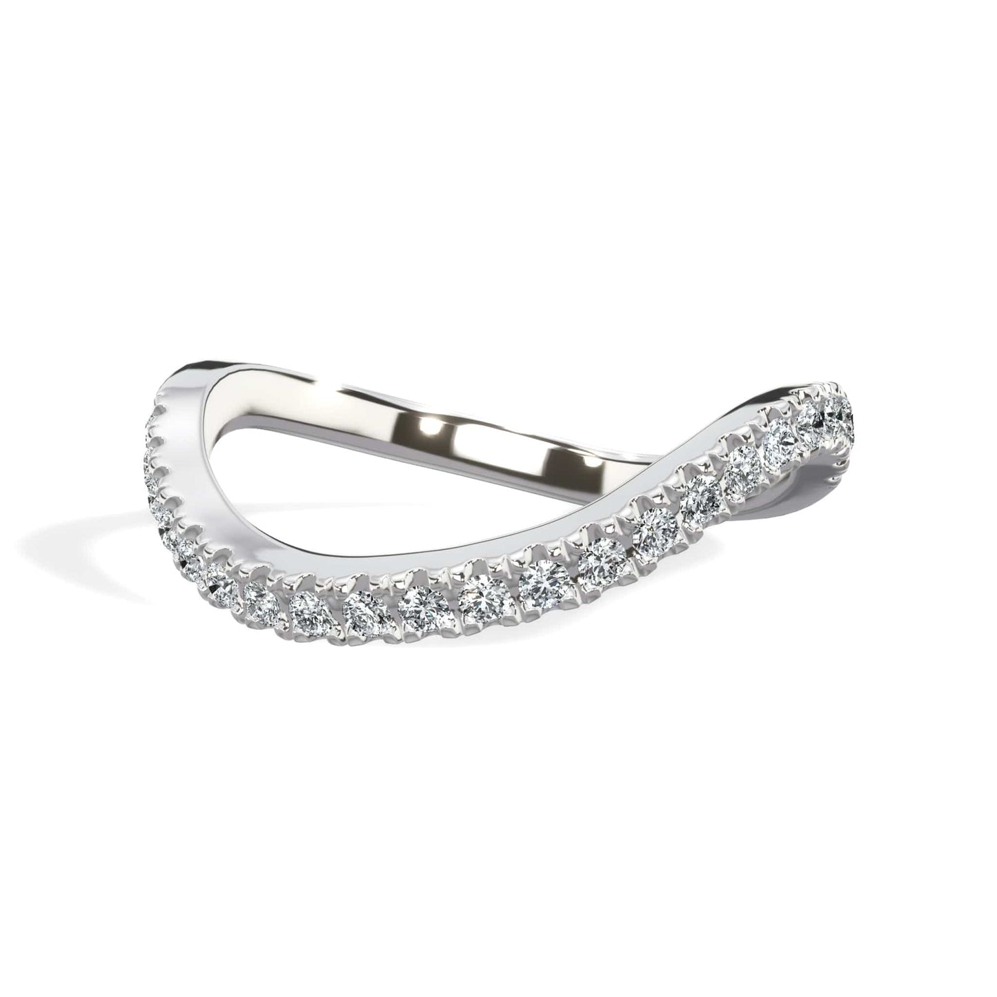 Wave wedding band in white gold
