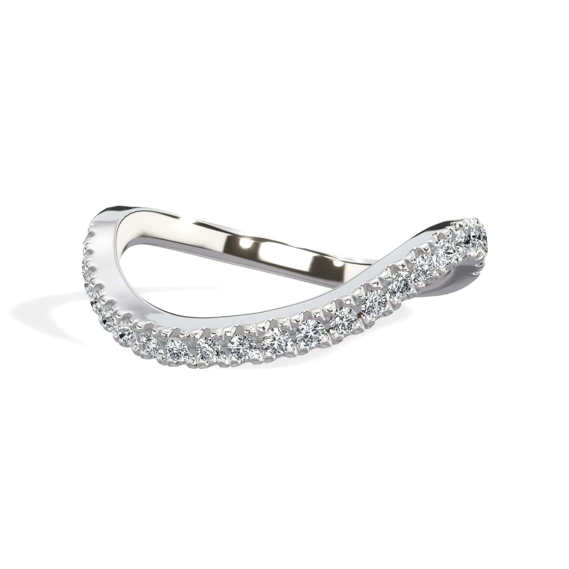 Wave wedding band in white gold