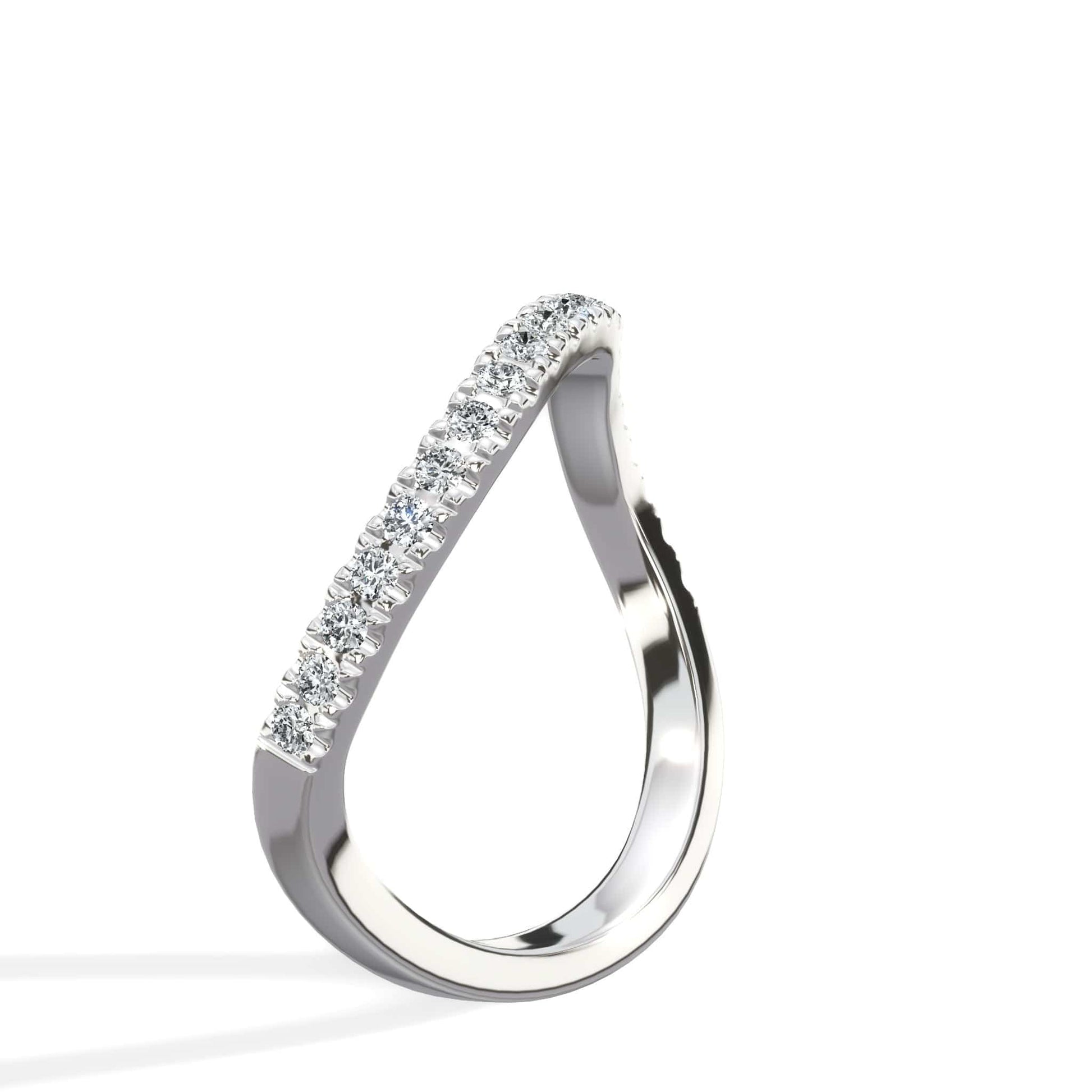 Wave wedding band in white gold with diamonds