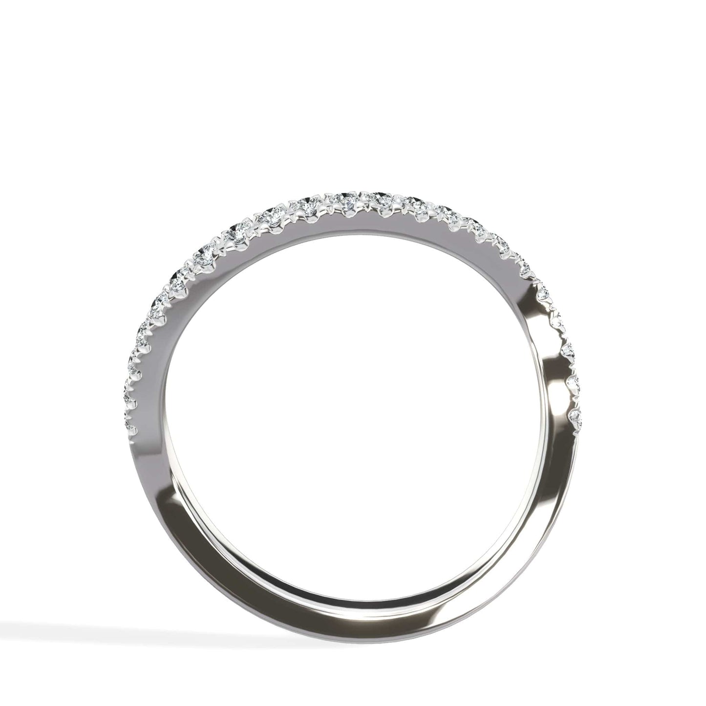 Wave wedding band in white gold with diamonds