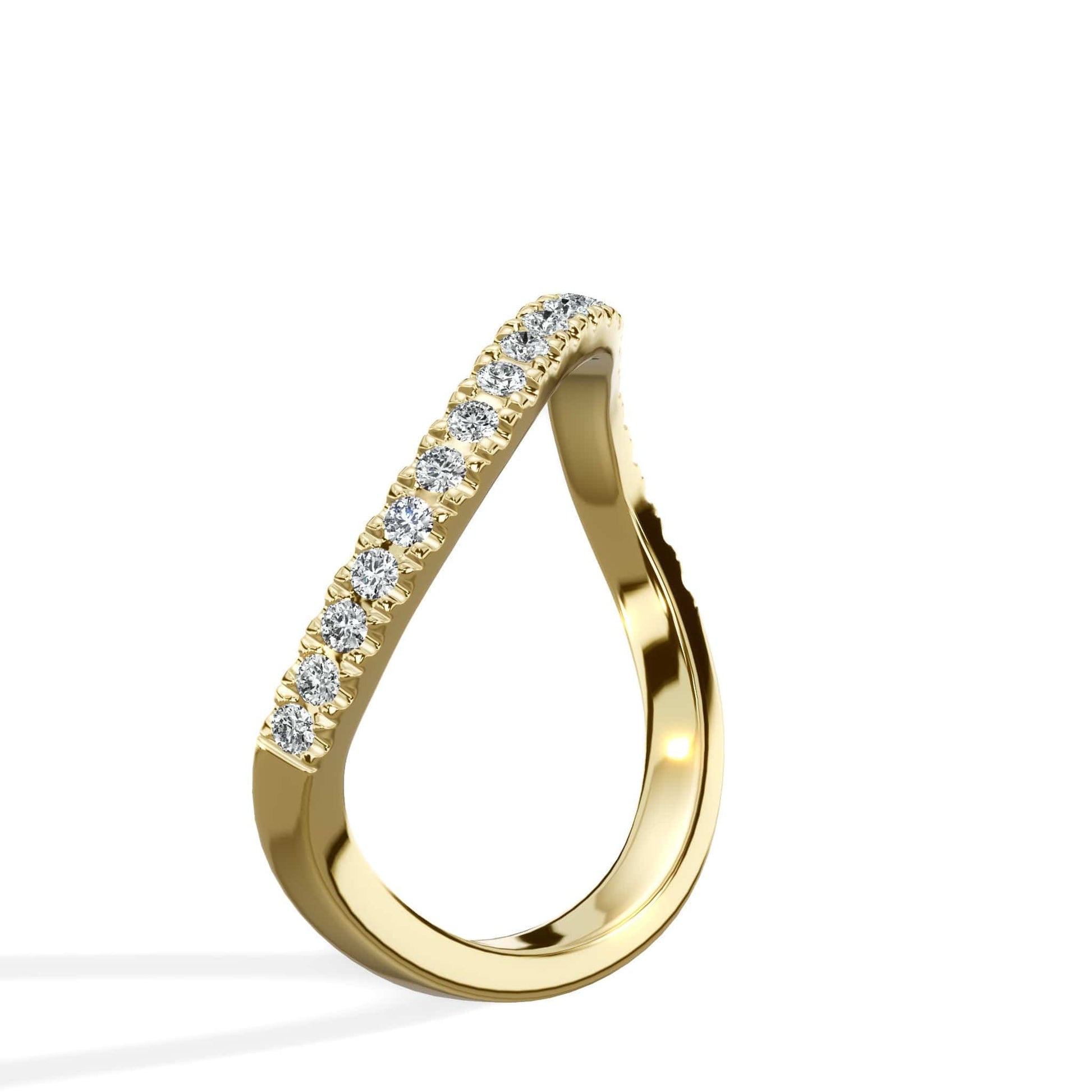Wave wedding band yellow gold ring