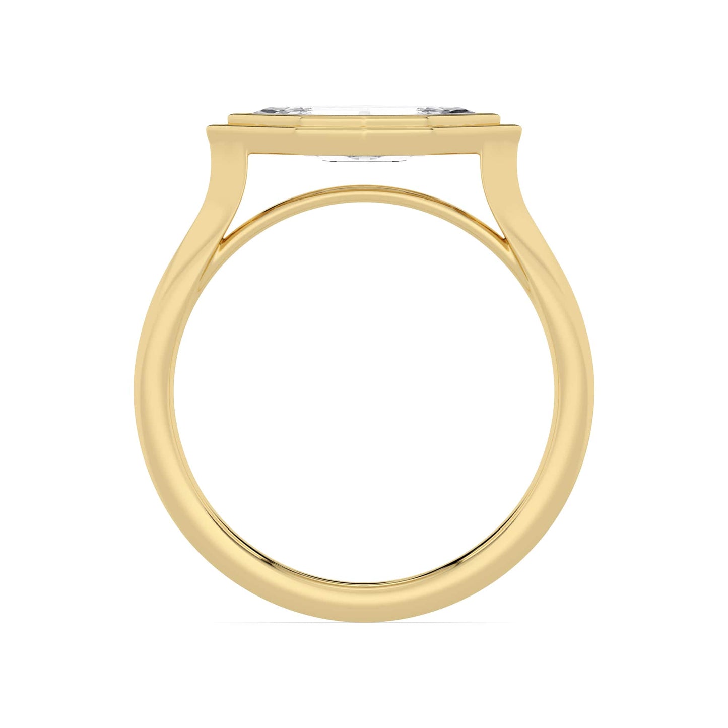 1.5 Carat Lab Grown Marquise Step Cut Diamond Solitaire East West Engagement Ring In Yellow Gold