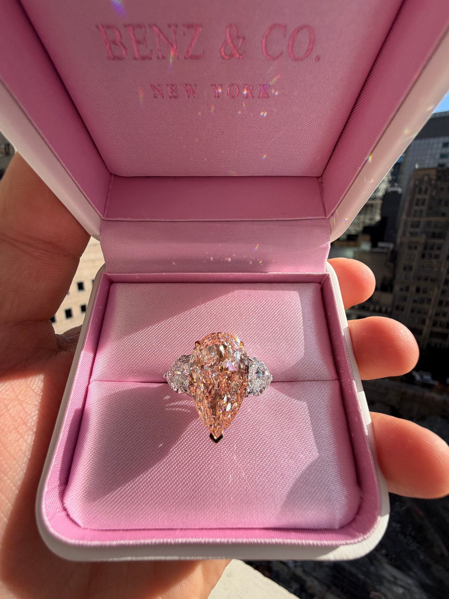 15.85 Carats Pear Shaped Fancy Vivid Pink High Jewelry Lab Grown Diamond Engagement Ring