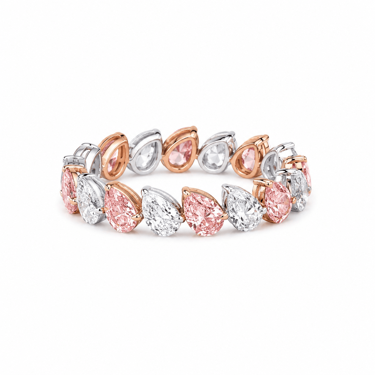 6 Carat Pear Shaped Pink Lab Grown Diamond Eternity Band