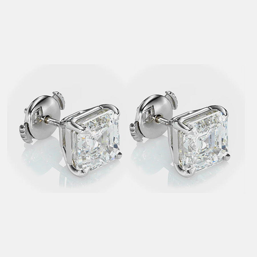 10.14 Ct Lab Grown Asscher Cut Diamond Stud Earrings